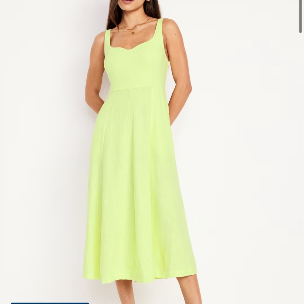 BRAND NEW W TAGS Old Navy Fit & Flare Sleeveless Midi Dress lime color